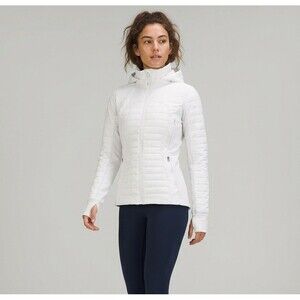 Lululemon First Mile Jacket Coat White Reflective Size 8 Removable Hood FLAW